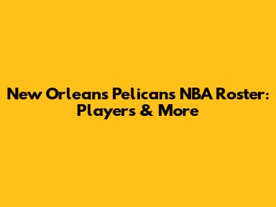 New Orleans Pelicans NBA Roster: Players & More